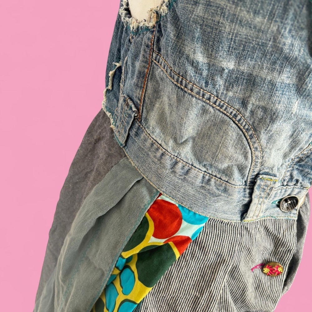 Vintage Desigual Denim Patchwork Assymetrical Flo… - image 5